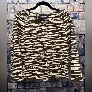 NWT $179 Anne Klein Brown and Cream Professional  Jacket Blazer Sz 14